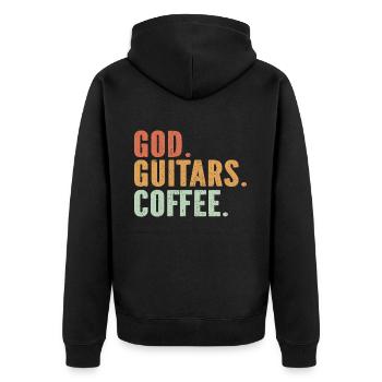 God Guitars Coffee Christian Guitarist - Unisex Premium Organic Zip Hoodie - black - Back - Nico (187cm)