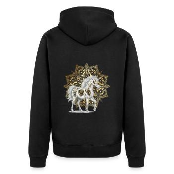 Mandala Licornes Licorne Cheval Chevaux Élégant - Veste à capuche bio Premium Unisexe - noir - Dos - Nico (187cm)
