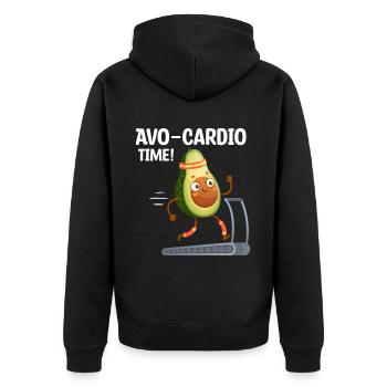 Avo-Cardio Lustiges Wortspiel Training Avocado - Unisex Premium Bio Zip Hoodie - Schwarz - Hinten - Nico (187cm)