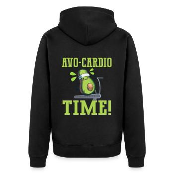 Avo-Cardio Funny Pun Workout Avocado - Unisex Premium Organic Zip Hoodie - black - Back - Nico (187cm)