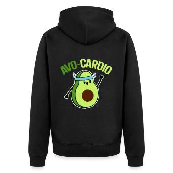 Avo-Cardio Lustiges Wortspiel Training Avocado - Unisex Premium Bio Zip Hoodie - Schwarz - Hinten - Nico (187cm)