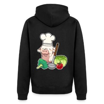 Schwein Gemüse Vegetarisch Koch Ferkel - Unisex Premium Bio Zip Hoodie - Schwarz - Hinten - Nico (187cm)
