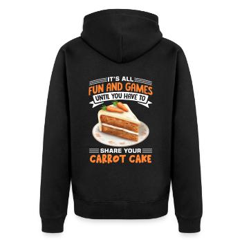 Funny Carrot Cake Saying - Unisex Premium Organic Zip Hoodie - black - Back - Nico (187cm)
