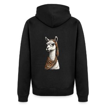 Llama Loving Mom Funny Alpaca Design - Unisex Premium Organic Zip Hoodie - black - Back - Nico (187cm)