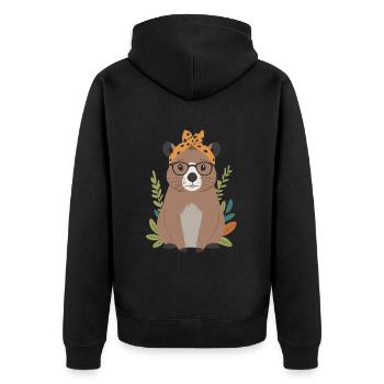 Funny Capymama Capybara Mom - Unisex Premium Organic Zip Hoodie - black - Back - Nico (187cm)