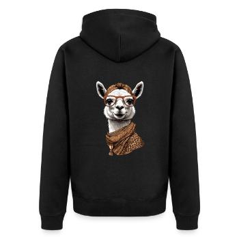 Llama Alpaca Funny Mom Design Love - Unisex Premium Organic Zip Hoodie - black - Back - Nico (187cm)