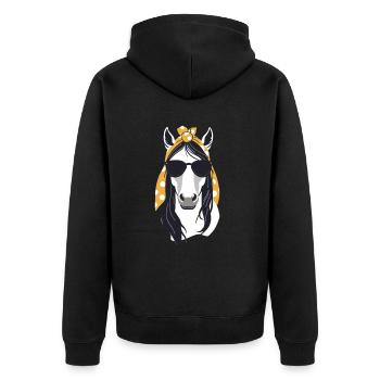 Mama Pferd Pferdeliebhaber Stilvolle Mutter - Unisex Premium Bio Zip Hoodie - Schwarz - Hinten - Nico (187cm)