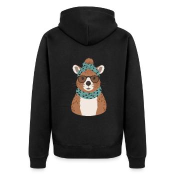 Funny Capymama Capybara Mom - Unisex Premium Organic Zip Hoodie - black - Back - Nico (187cm)