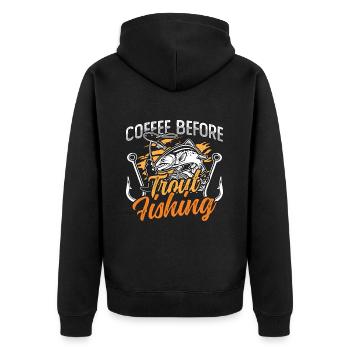 Pêcheur de truite Café Pêche à la mouche Amateur de café - Veste à capuche bio Premium Unisexe - noir - Dos - Nico (187cm)