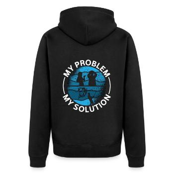 Pêcheur de truites Mon problème Mon pictogramme Papa Maman - Veste à capuche bio Premium Unisexe - noir - Dos - Nico (187cm)