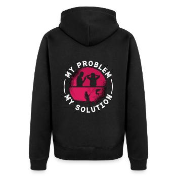 Pêcheur de truites Mon problème Mon pictogramme Maman Papa - Veste à capuche bio Premium Unisexe - noir - Dos - Nico (187cm)