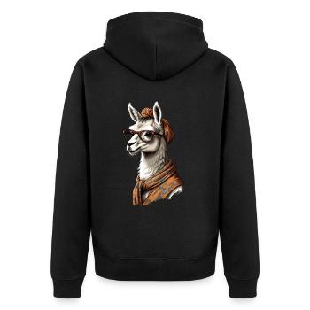 Funny Llama Alpaca Mother Design Lovers - Unisex Premium Organic Zip Hoodie - black - Back - Nico (187cm)
