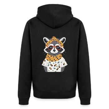 Maman raton laveur amant raton laveur fête des mères - Veste à capuche bio Premium Unisexe - noir - Dos - Nico (187cm)