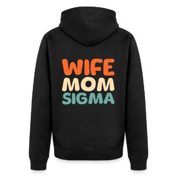 Schwesternschaft Soroitas Sigma Mama - Unisex Premium Bio Zip Hoodie - Schwarz - Hinten - Nico (187cm)