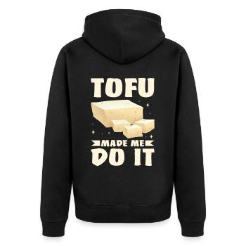 Vegan Vegetarier Design für einen Tofu Fan - Unisex Premium Bio Zip Hoodie - Schwarz - Hinten - Nico (187cm)
