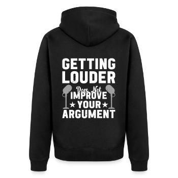Politische Debattenargumente Lauter Machen - Unisex Premium Bio Zip Hoodie - Schwarz - Hinten - Nico (187cm)