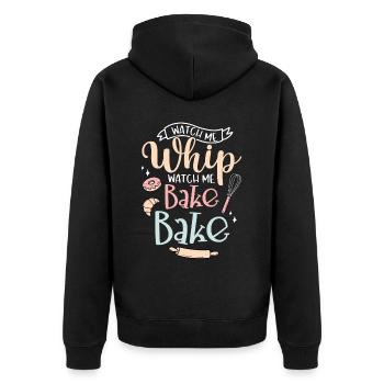 Bäcker Bäckerein Backwaren Backen Geschenk - Unisex Premium Bio Zip Hoodie - Schwarz - Hinten - Nico (187cm)