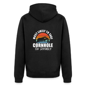 Cornhole pouf trou aveugle cadeau - Veste à capuche bio Premium Unisexe - noir - Dos - Nico (187cm)