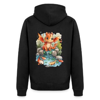 Dragon Koi Poisson Japonais Kawaii - Veste à capuche bio Premium Unisexe - noir - Dos - Nico (187cm)