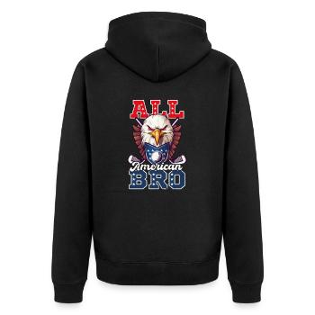 4. Juli Golf All American Bro Eagle - Unisex Premium Bio Zip Hoodie - Schwarz - Hinten - Nico (187cm)