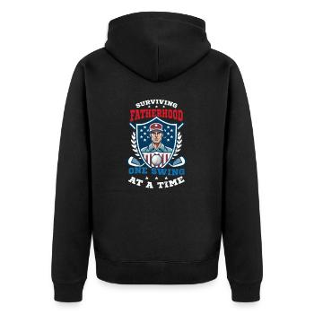 4. Juli Golf Überleben Vaterschaft Swing - Unisex Premium Bio Zip Hoodie - Schwarz - Hinten - Nico (187cm)