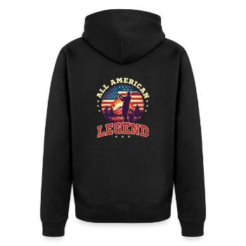 4. Juli Golf All American Legend - Unisex Premium Bio Zip Hoodie - Schwarz - Hinten - Nico (187cm)