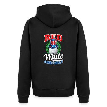 4. Juli Golf Rot Weiß Und Golf - Unisex Premium Bio Zip Hoodie - Schwarz - Hinten - Nico (187cm)