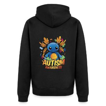 Lustiges Axolotl Autismus - Unisex Premium Bio Zip Hoodie - Schwarz - Hinten - Nico (187cm)
