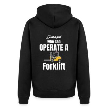 Just a girl who has a - Unisex Premium Organic Zip Hoodie - black - Back - Nico (187cm)