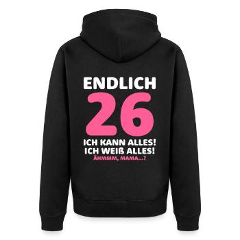 Endlich 35 Ich Kann Alles Ich Weiß Alles - Unisex Premium Bio Zip Hoodie - Schwarz - Hinten - Nico (187cm)