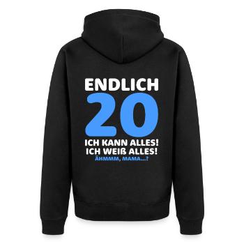Enfin 20 je peux tout faire, je sais tout - Veste à capuche bio Premium Unisexe - noir - Dos - Nico (187cm)