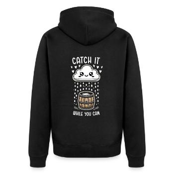 Attrapez-le pendant que vous pouvez récupérer l’eau de pluie - Veste à capuche bio Premium Unisexe - noir - Dos - Nico (187cm)