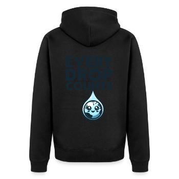 Chaque goutte compte Récolte d’eau de pluie - Veste à capuche bio Premium Unisexe - noir - Dos - Nico (187cm)