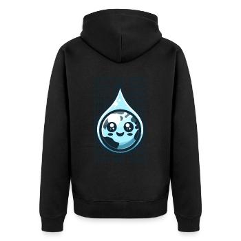 Chaque goutte compte Récolte d’eau de pluie - Veste à capuche bio Premium Unisexe - noir - Dos - Nico (187cm)
