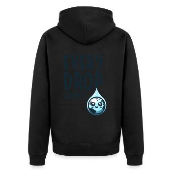 Chaque goutte compte Récolte d’eau de pluie - Veste à capuche bio Premium Unisexe - noir - Dos - Nico (187cm)