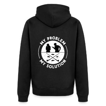 Pêcheur à la mouche Mon problème Mon pictogramme Maman Papa - Veste à capuche bio Premium Unisexe - noir - Dos - Nico (187cm)