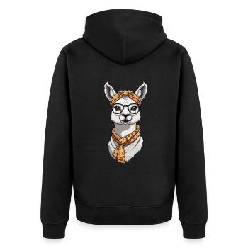 Lama Liebende Mama Lustiges Design - Unisex Premium Bio Zip Hoodie - Schwarz - Hinten - Nico (187cm)