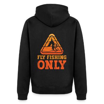 Fly Fishing Only Trout Bass Fishing Fly Fisherman - Unisex Premium Bio Zip Hoodie - Schwarz - Hinten - Nico (187cm)