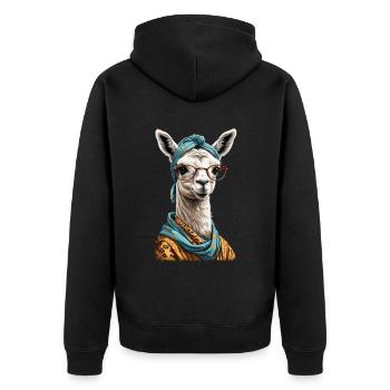 Conception drôle d’alpaga Lama pour les mamans - Veste à capuche bio Premium Unisexe - noir - Dos - Nico (187cm)