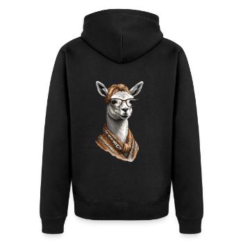 Llama Loving Mom Funny Design Alpaca - Unisex Premium Organic Zip Hoodie - black - Back - Nico (187cm)