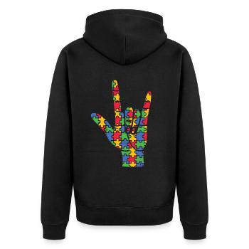 Autism - Unisex Premium Organic Zip Hoodie - black - Back - Nico (187cm)