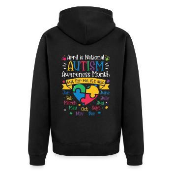 Autismus Awareness Day Autist Geschenk - Unisex Premium Bio Zip Hoodie - Schwarz - Hinten - Nico (187cm)