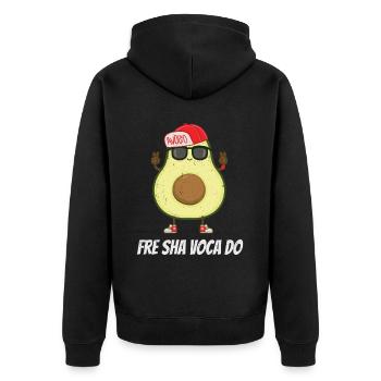 Avocado - Unisex Premium Organic Zip Hoodie - black - Back - Nico (187cm)
