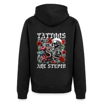 Les tatouages sont stupides drôles anti-tatouage crâne rose - Veste à capuche bio Premium Unisexe - noir - Dos - Nico (187cm)