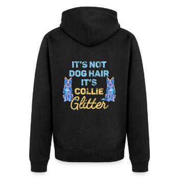 Einzigartiges Border-Collie-Design für - Unisex Premium Bio Zip Hoodie - Schwarz - Hinten - Nico (187cm)
