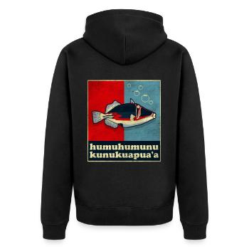 Humuhumunukunukuapua'a Hawaiian Reef Pusher - Unisex Premium Organic Zip Hoodie - black - Back - Nico (187cm)