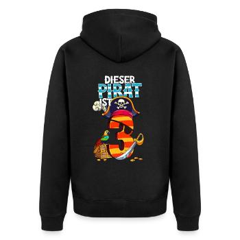 3rd Birthday Pirates - Unisex Premium Organic Zip Hoodie - black - Back - Nico (187cm)