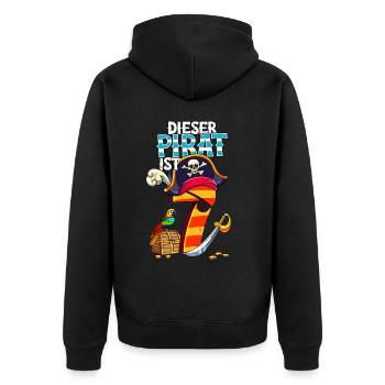 7. Geburtstag Piraten - Unisex Premium Bio Zip Hoodie - Schwarz - Hinten - Nico (187cm)