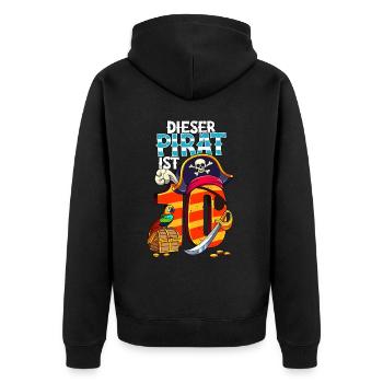 10th Birthday Pirates - Unisex Premium Organic Zip Hoodie - black - Back - Nico (187cm)