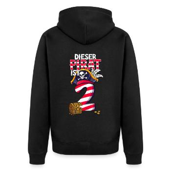 2nd Birthday Pirates - Unisex Premium Organic Zip Hoodie - black - Back - Nico (187cm)